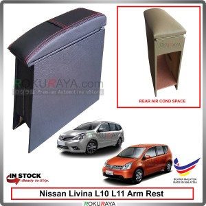 Nissan Livina L10 L11 4' Plywood PVC Armrest Center Console Box (Sponge+Redline)